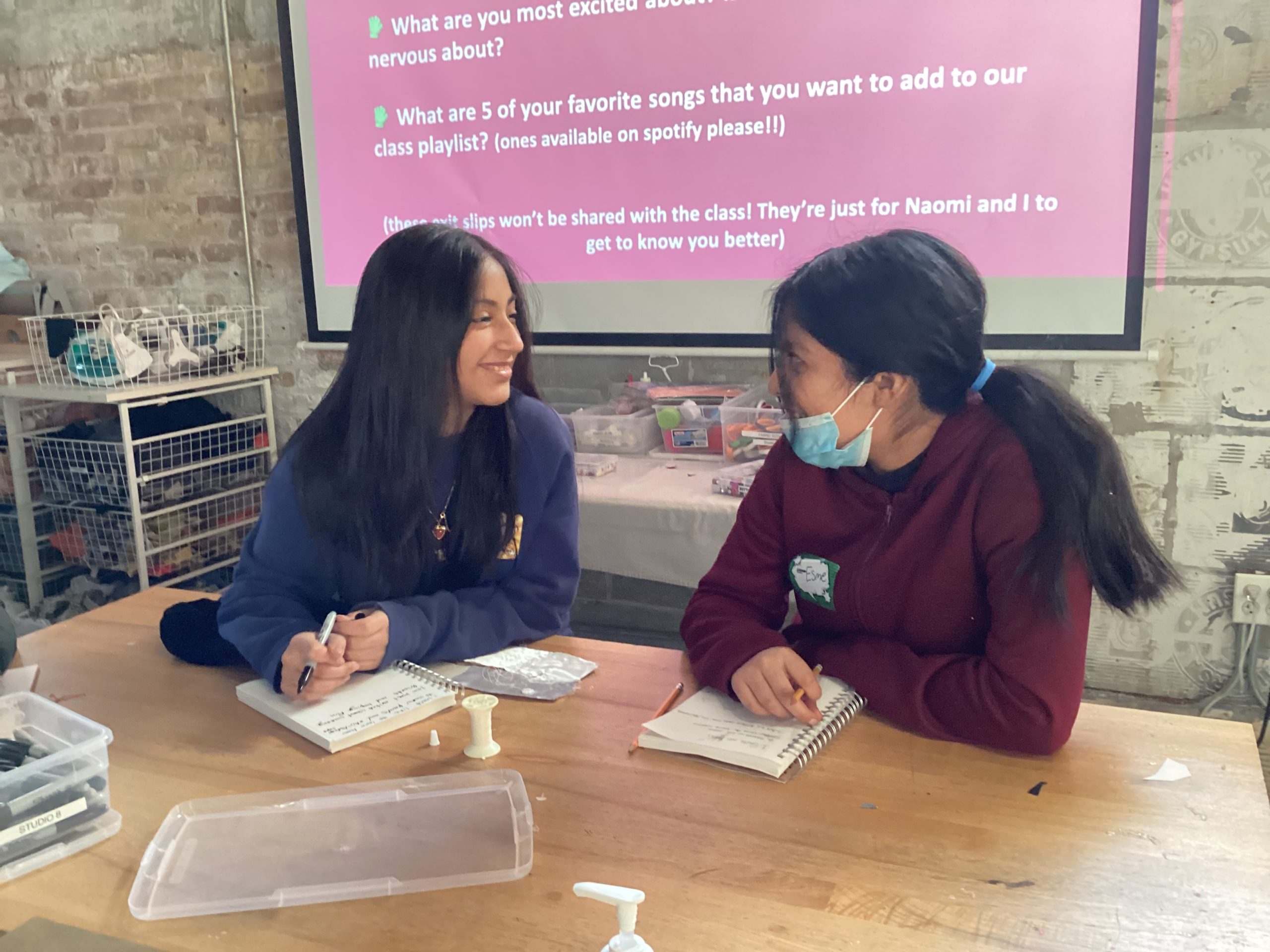 Young artists having fun in Marwen class Sew Much Fun.