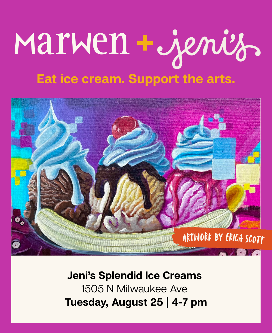 Jenis Ice Cream for Socials - F - Marwen Join us at Jeni's Spledid Ice Cream on Milwaukee, August 25 from 4-7pm!